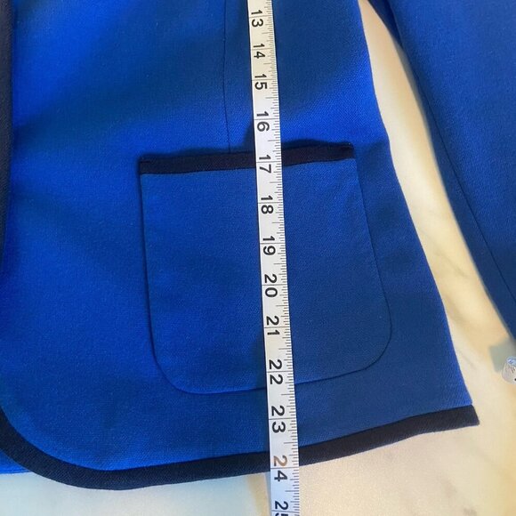 Talbots Aberdeen Pique Blue Blazer Size 12p Office Stretch Jacket Business - Picture 8 of 10